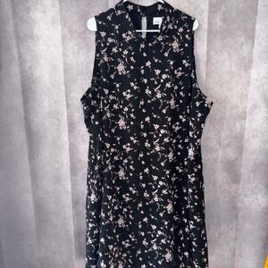 Nordstrom Rack Black Floral Mock‎ Neck Midi Sleeveless Dress Size 3X Women